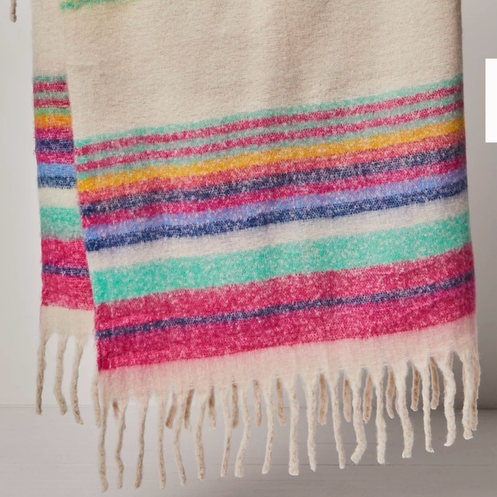 Free People Skye Stripe Fringe Throw Blanket